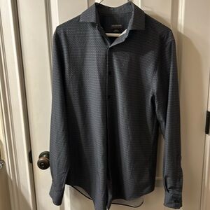 Van Heusen traveler men’s button-down shirt, gray and white size small slim fit